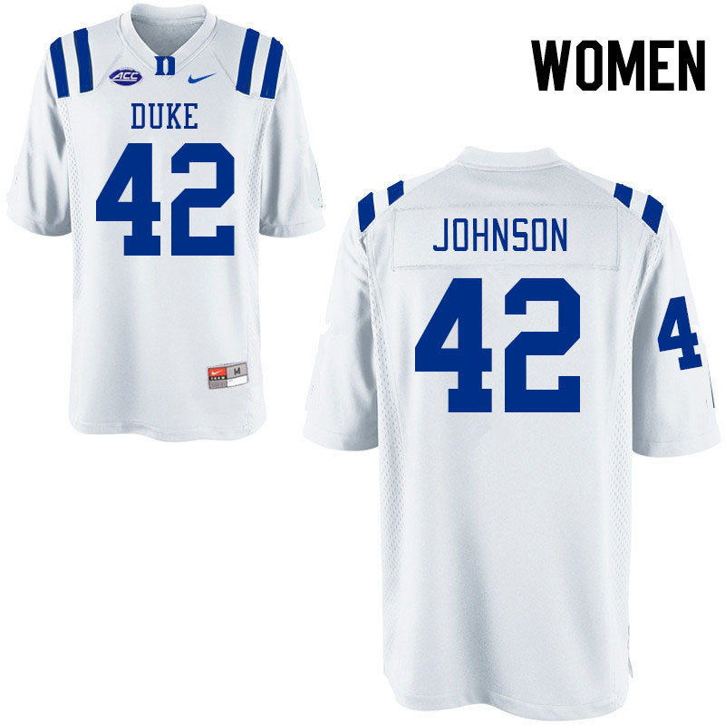 Women #42 Kendall Johnson Duke Blue Devils College Football Jerseys Stitched-White